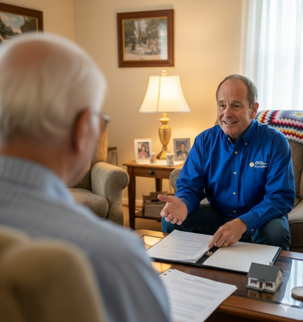 Mark helping client